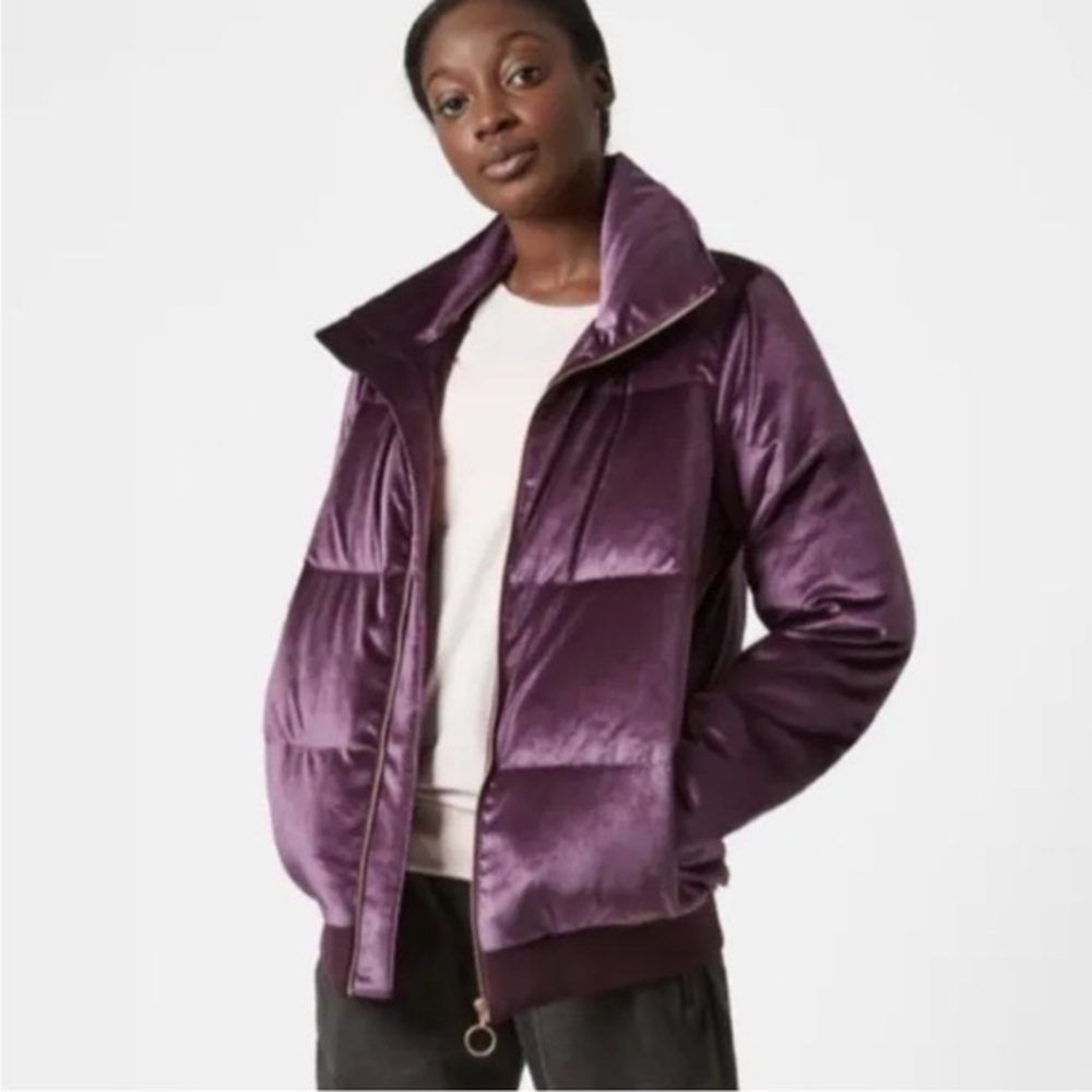 Sweaty Betty Amethyst Purple Velvet Puffer Jacket
